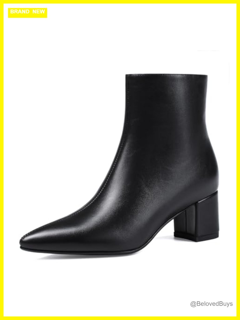 Women's Ankle Boots Pointed Toe Chunky Block Heel Short Booties Low Heeled